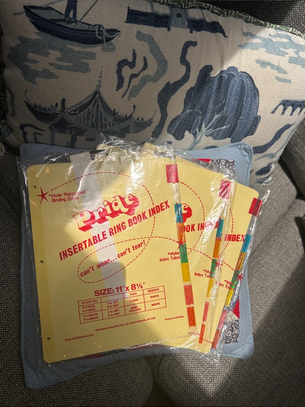 Set of 3 Pride Yellow Insertable Ring Book Index with Multicolor Tabs